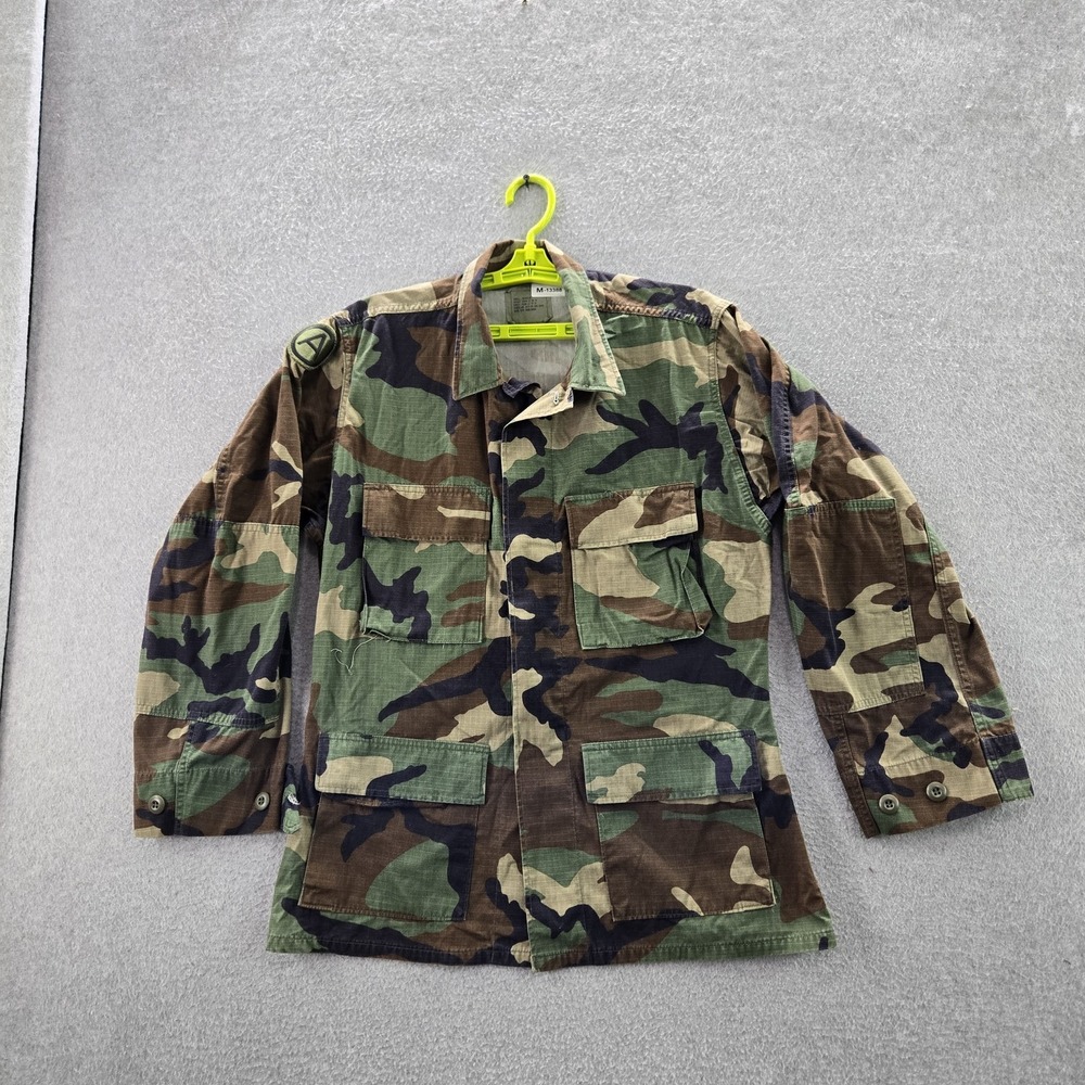 VINTAGE American Apparel Inc. Men Button Up Shirt S Green Woodland Camo
